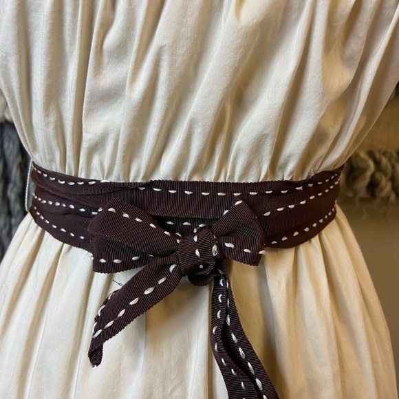 BCBG Beige Cotton Blend Sleeveless Midi Ruffle Dress - Picture 8 of 16